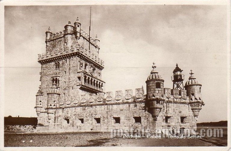 Bilhete postal antigo de Lisboa , Portugal: Torre de Bélem - 121