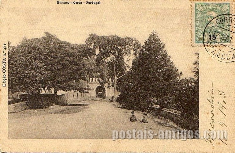 Postal antigo de Buçaco, Portugal: Cerca do Buçaco.