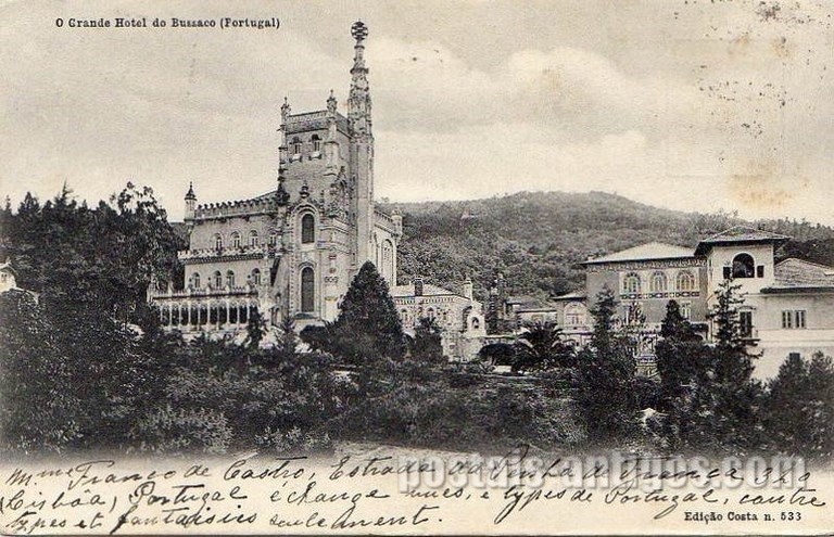 Postal antigo de Buçaco, Portugal: O grande Hotel do Buçaco.