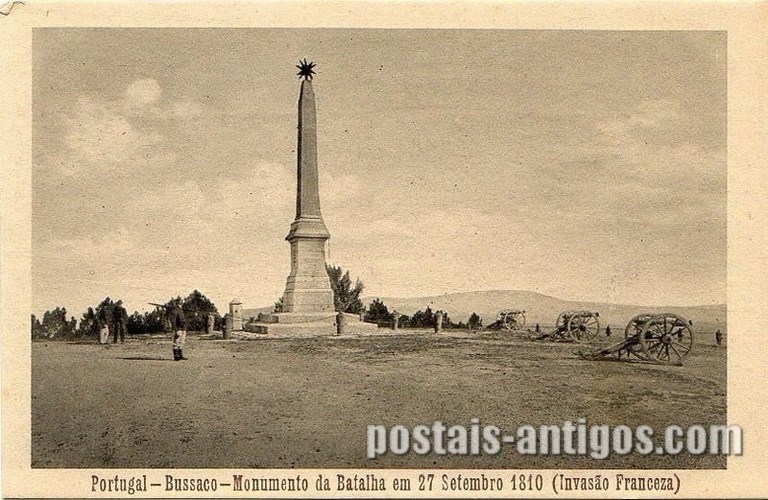 Postal antigo de Buçaco, Portugal: Monumento da Batalha em 27 Setembro de 1810 (Invasão Francesa).