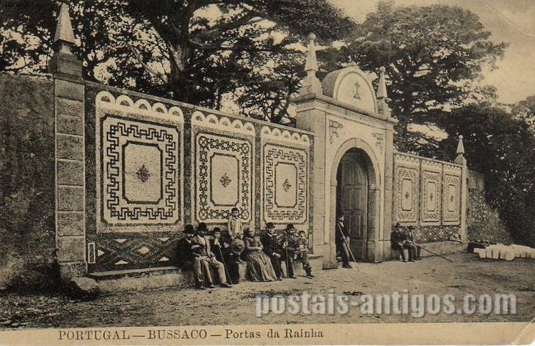 Postal antigo de Buçaco, Portugal: Portas da Rainha.
