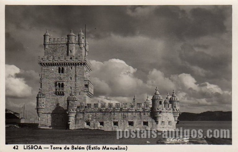 Bilhete postal antigo de Lisboa , Portugal: Torre de Bélem - 165