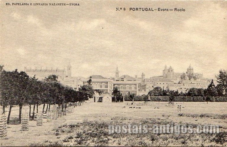 Bilhete postal do Rossio​, Évora | Portugal em postais antigos