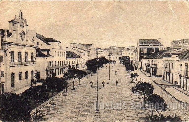Bilhete postal da Praça da Répública de Caldas da Rainha | Portugal em postais antigos