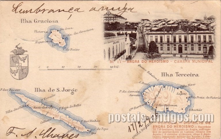 Bilhete postal da Câmara Municipal de Angra do Heroísmo, Açores | Portugal em postais antigos