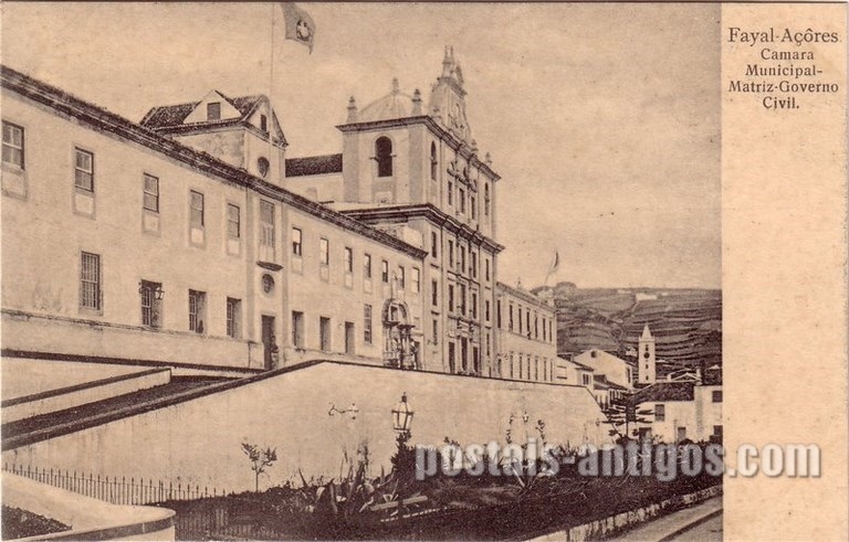 Bilhete postal de Câmara Municipal, Matriz, Governo Civil, Faial | Portugal em postais antigos 