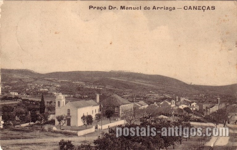 bilhete postal ilustrado antigo da Praça Manuel de Arriaga, Cenaças  | Portugal em postais antigos