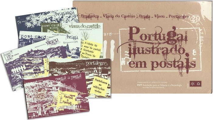 Capas dos livros : Portugal ilustrado em postais: Bragança, Viana do Castelo, Braga, Viseu, Portalegre | Portugal em postais antigos 