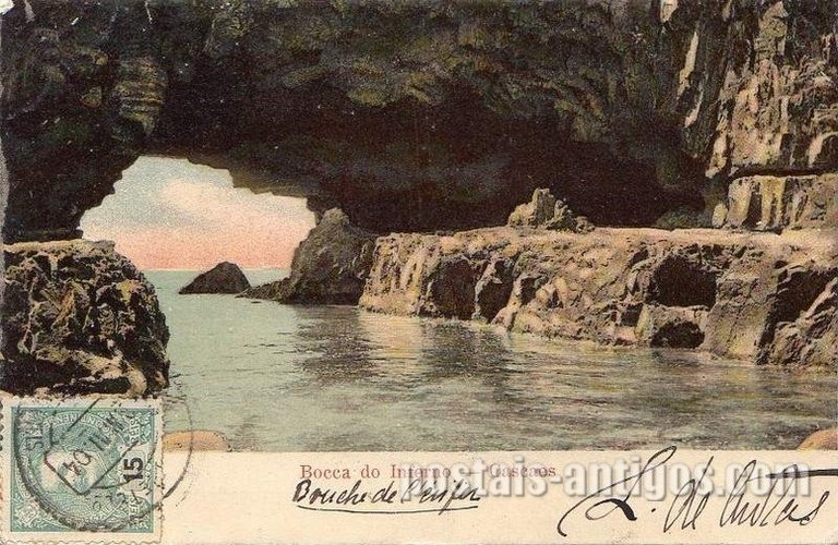 Bilhete postal ilustrado da Boca do Inferno, Cascais | Portugal em postais antigos 