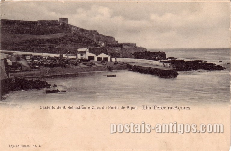Bilhete postal do Castelo São Sebastião, Angra do Heroísmo, Açores | Portugal em postais antigos