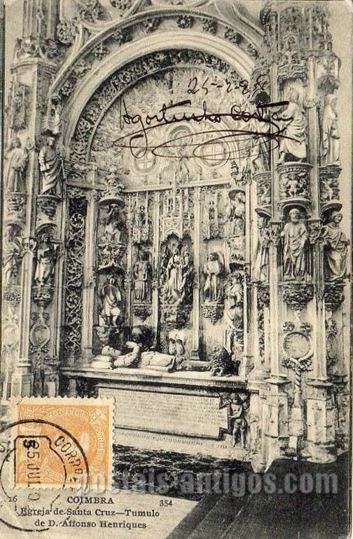 Postal antigo de Coimbra, Portugal: Túmulo de D. Afonso Henriques.
