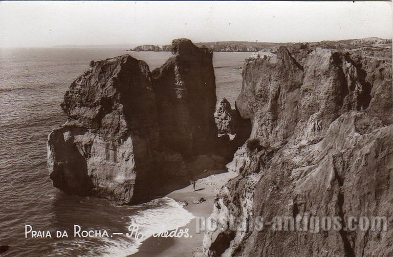 Bilhete postal Rochedos da Praia da Rocha de Portimão | Portugal em postais antigos 