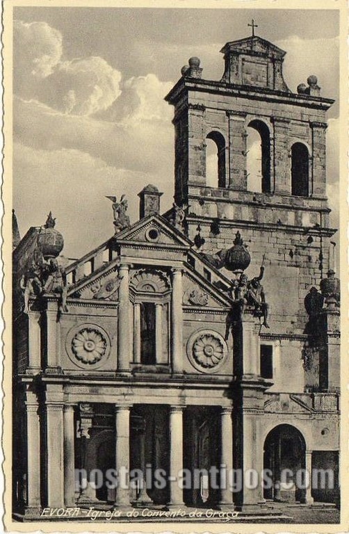 Bilhete postal da Igreja do Convento da Graça, Évora | Portugal em postais antigos