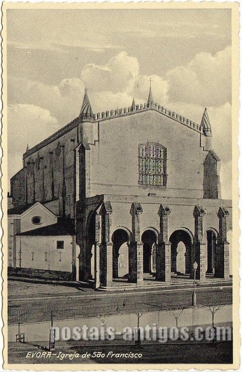 Bilhete postal da Igreja de São Francisco, Évora | Portugal em postais antigos