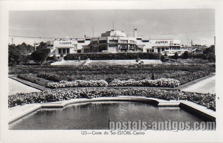 Bilhete postal ilustrado do Casino de Estoril | Portugal em postais antigos 