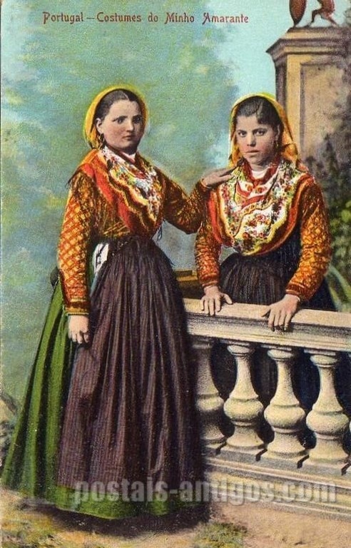 Bilhete postal ilustrado de Amarante, Portugal: Costume do Minho