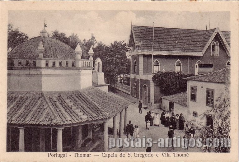 Bilhete postal ilustrado da Vila Tomé e Capela de São Gregório, Tomar | Portugal em postais antigos