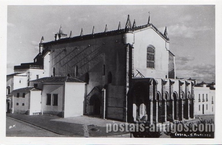 Bilhete postal da Igreja de São Francisco, Évora | Portugal em postais antigos