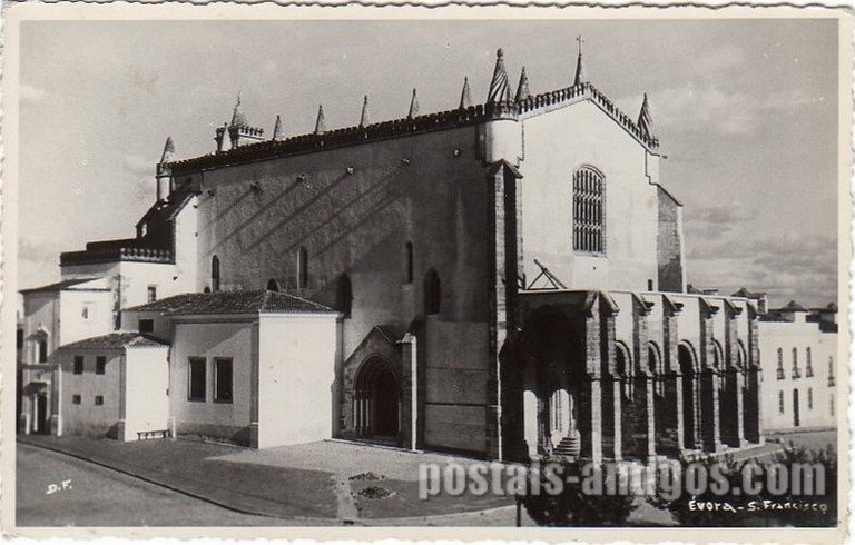 Bilhete postal da Igreja de São Francisco, Évora | Portugal em postais antigos