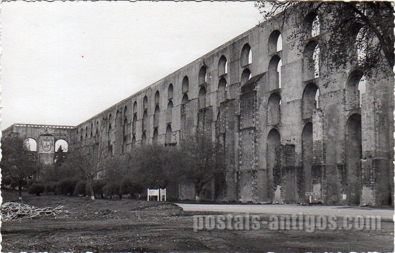 Bilhete postal ilustrado de Elvas, Portugal: Aqueduto da Amoreira de Elvas | Portugal em postais antigos 