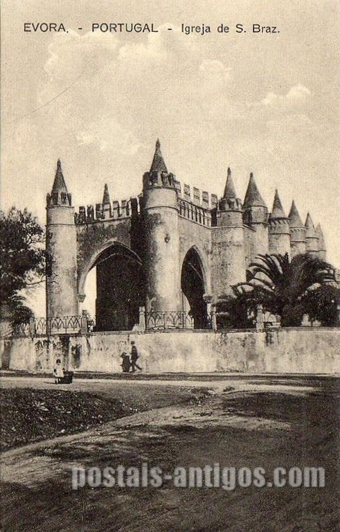 Bilhete postal da Igreja São Brás​, Évora | Portugal em postais antigos