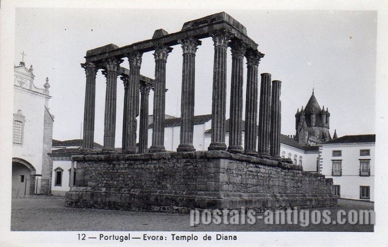 Bilhete postal do Templo Romano de Diana​ de Évora | Portugal em postais antigos
