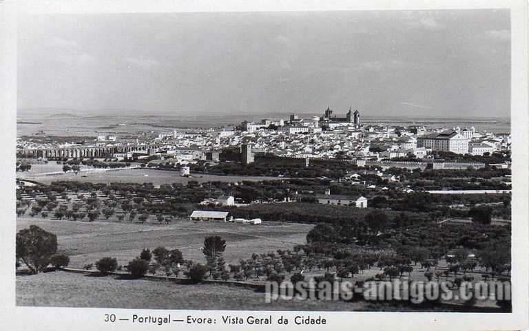 Bilhete postal da Vista geral da Cidade​ de Évora | Portugal em postais antigos
