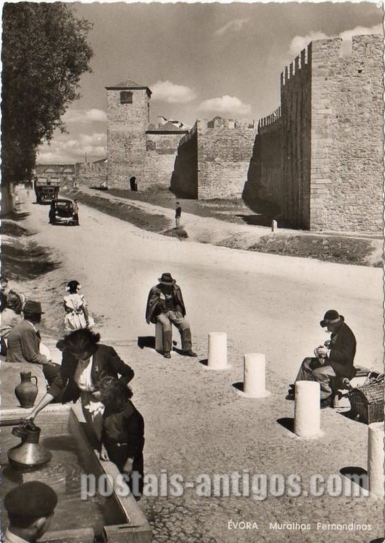 Bilhete postal das ​Muralhas Fernandinas, Évora | Portugal em postais antigos