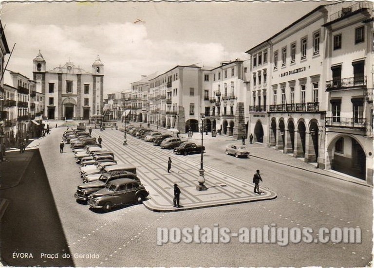 Bilhete postal da Praça do Gilrado, Évora | Portugal em postais antigos