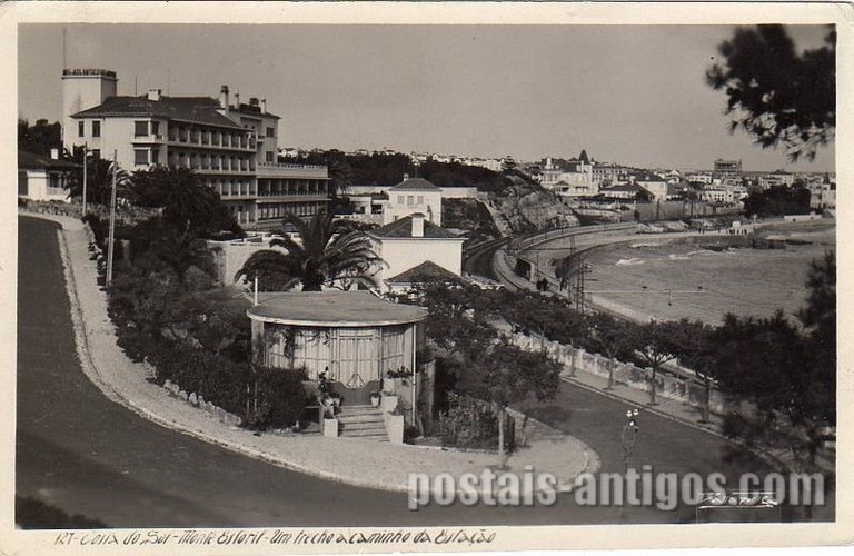 Bilhete postal ilustrado de Um trecho do caminho da estação, Monte Estoril | Portugal em postais antigos 