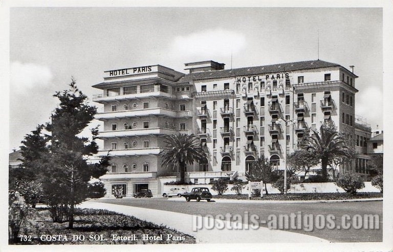 Bilhete postal ilustrado do Hotel Paris, Estoril  | Portugal em postais antigos 