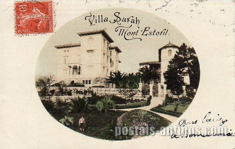 Bilhete postal ilustrado do Monte Estoril, Villa Sarah | Portugal em postais antigos 