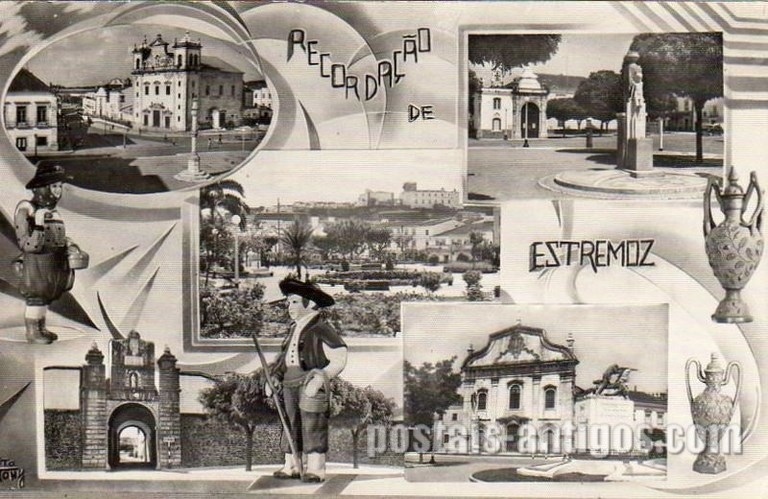 Bilhete postal ilustrado antigo de Estremoz, Recordação de Estremoz | Portugal em postais antigos