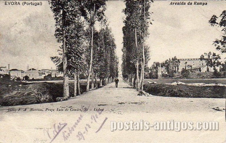 Bilhete postal da Avenida da Rampa, Évora | Portugal em postais antigos