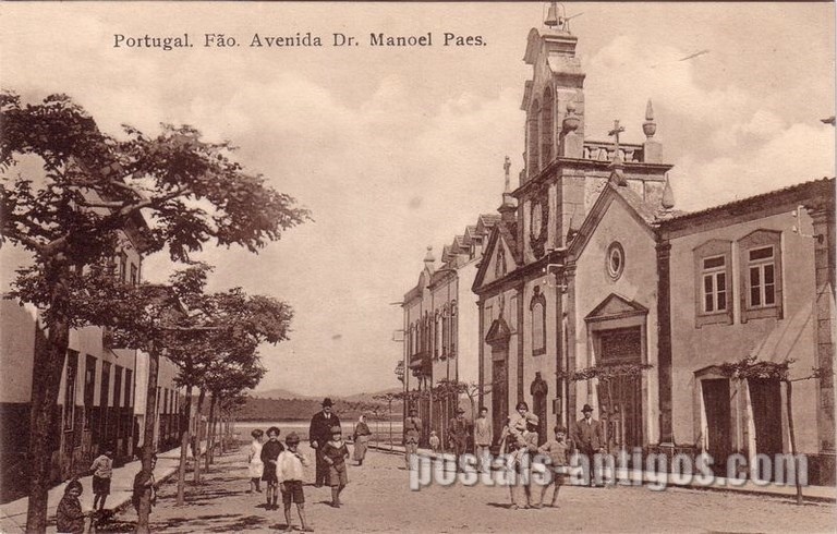 Bilhete postal ilustrado antigo da Avenida Dr Manuel Paes, Fão | Portugal em postais antigos