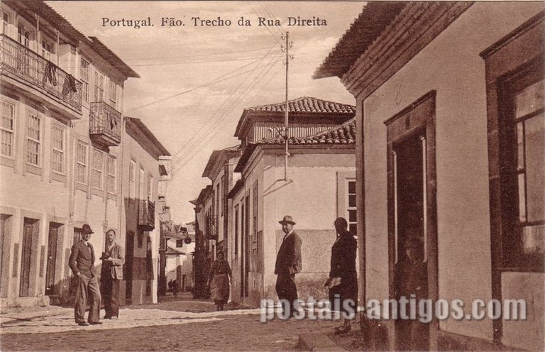 Bilhete postal ilustrado antigo da Rua Direita, Fão | Portugal em postais-antigos.com