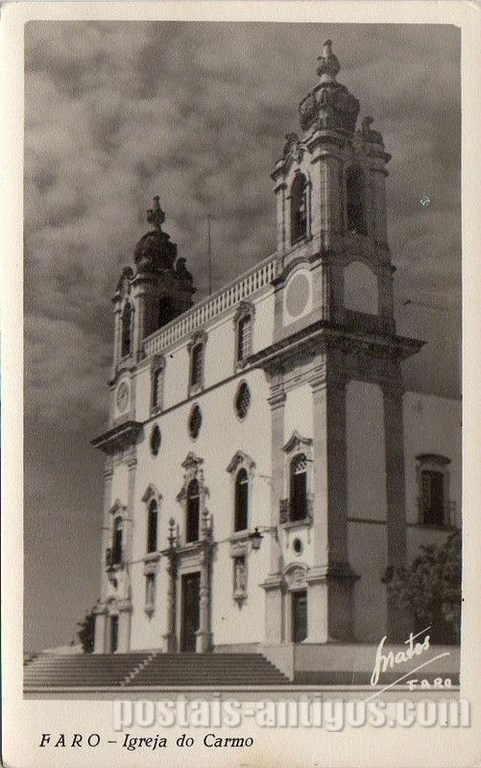 Bilhete postal da Igreja do Carmo de Faro | Portugal em postais antigos