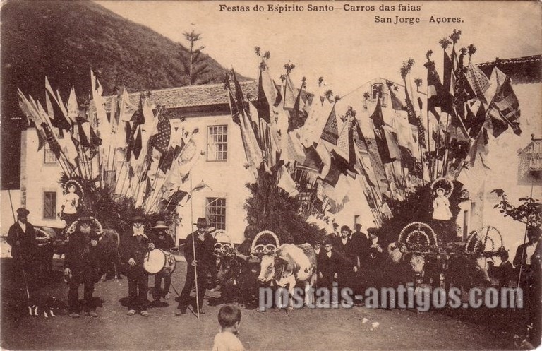 Bilhete postal da  Festa do Espirito Santo, Velas, Açores | Portugal em postais antigos