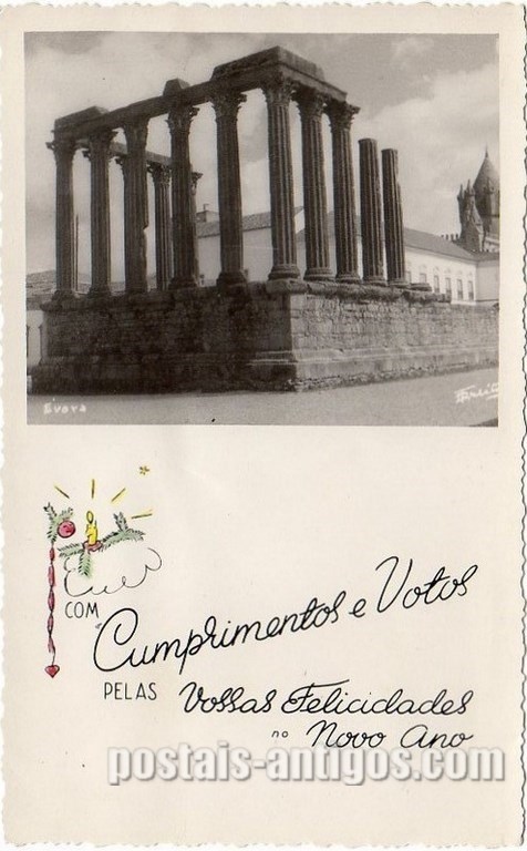 Bilhete postal do Templo Romano de Diana​, Évora | Portugal em postais antigos