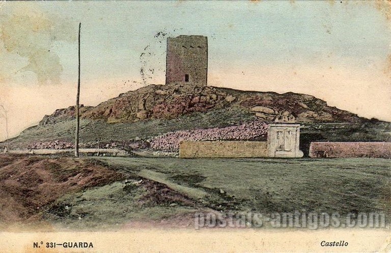 Bilhete postal antigo da torre de Menagem de Guarda | Portugal em postais antigos