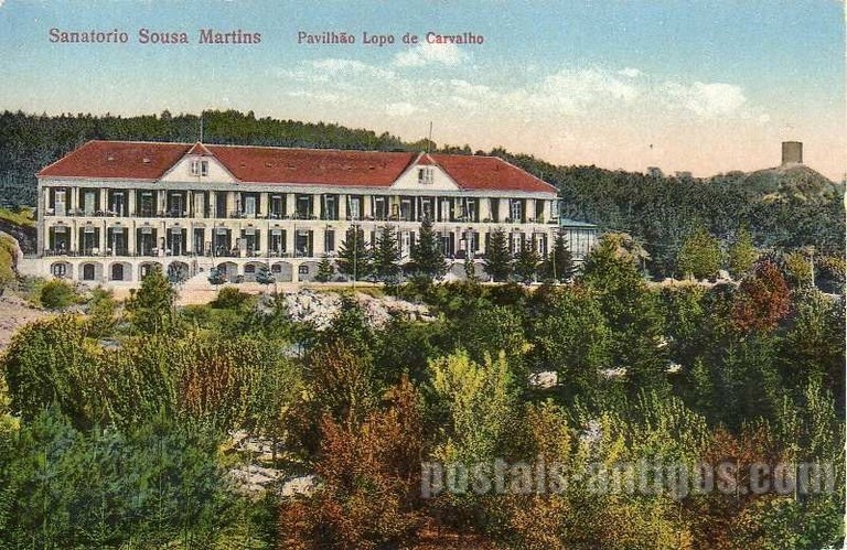 Bilhete postal antigo Sanatório Sousa Martins, Guarda | Portugal em postais antigos