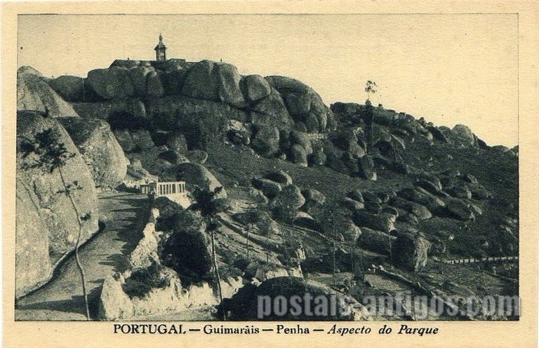 Postal antigo de Guimarães, Portugal: Aspecto do Parque de Penha | Portugal em postais antigos