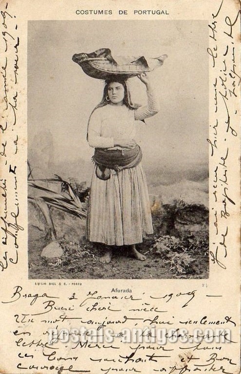 Bilhete postal ilustrado de Afurada: Costume | Portugal em postais antigos