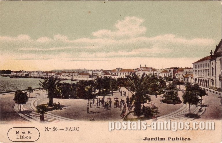 Bilhete postal de Faro, Jardim público | Portugal em postais antigos