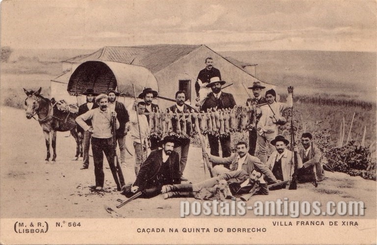 ilhete postal de Caçada na Quinta do Borrecho, Vila Franca de Xira | Portugal em postais antigos