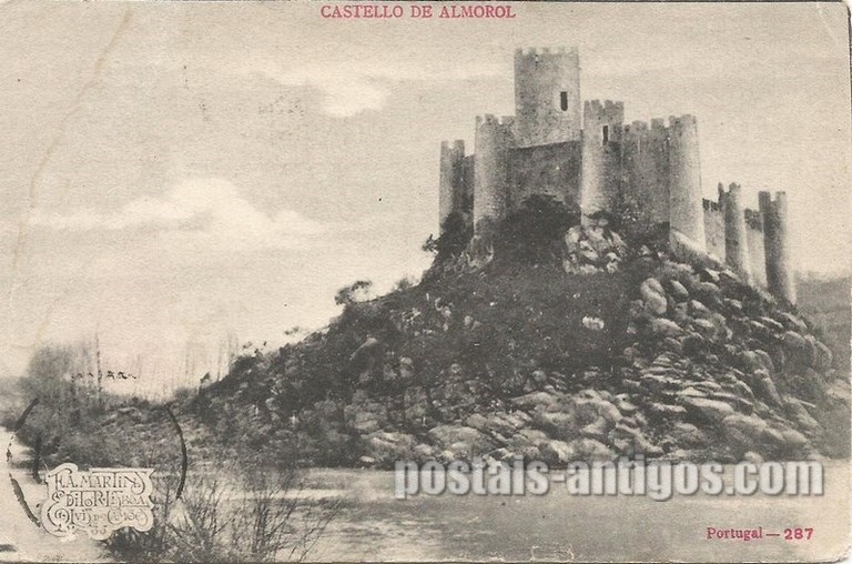 Bilhete postal ilustrado do Castelo de Almourol, Vila Nova da Barquinha | Portugal em postais antigos