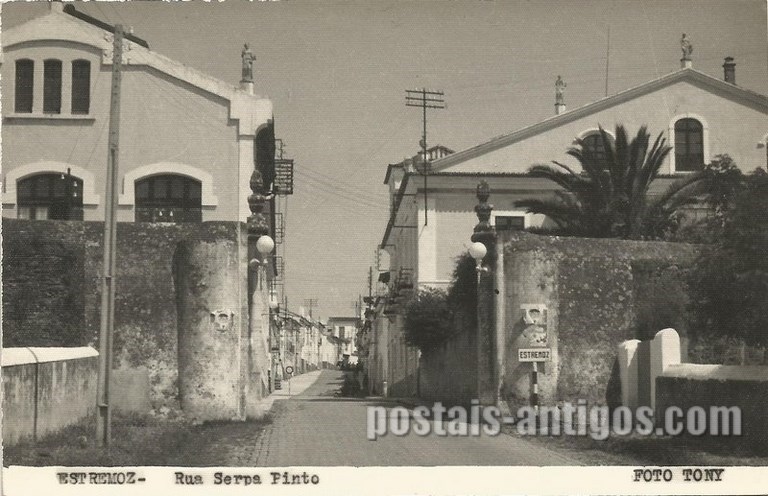 Bilhete postal de Estremoz, Rua Serpa Pinto | Portugal em postais antigos 