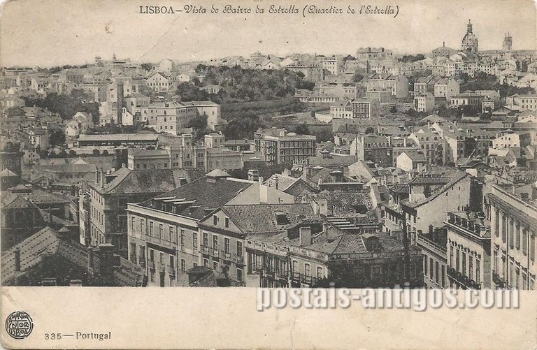 Bilhete postal ilustrado de Lisboa, bairro da Estrela | Portugal em postais antigos