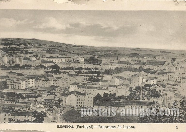 Bilhete postal ilustrado de Lisboa, panorama | Portugal em postais antigos