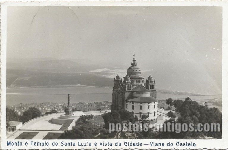 Bilhete postal fotográfico de Viana do Castelo, Monte e Templo de Santa Luzia | Portugal em postais antigos